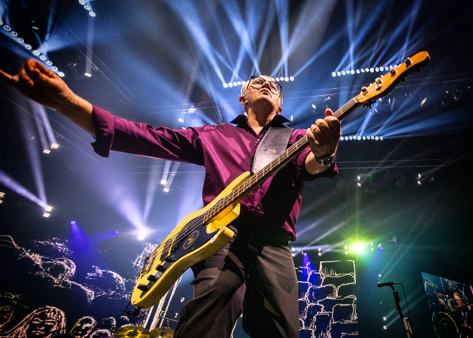 Lee Hendricks playing bass on stage