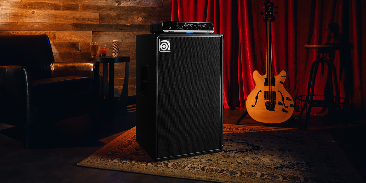 Venture VB-212 4 Ohm with V12 head on a small lounge stage