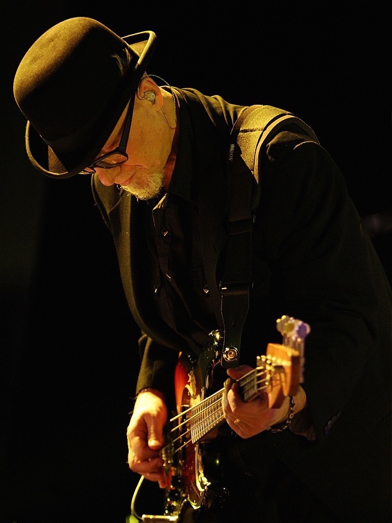 Zev Katz playing bass on stage